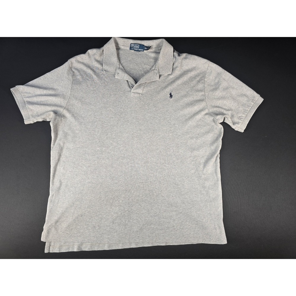 Polo Ralph Lauren Mens XXL Gray Short Sleeve Cotton Polo Shirt Navy‎ Pony Logo